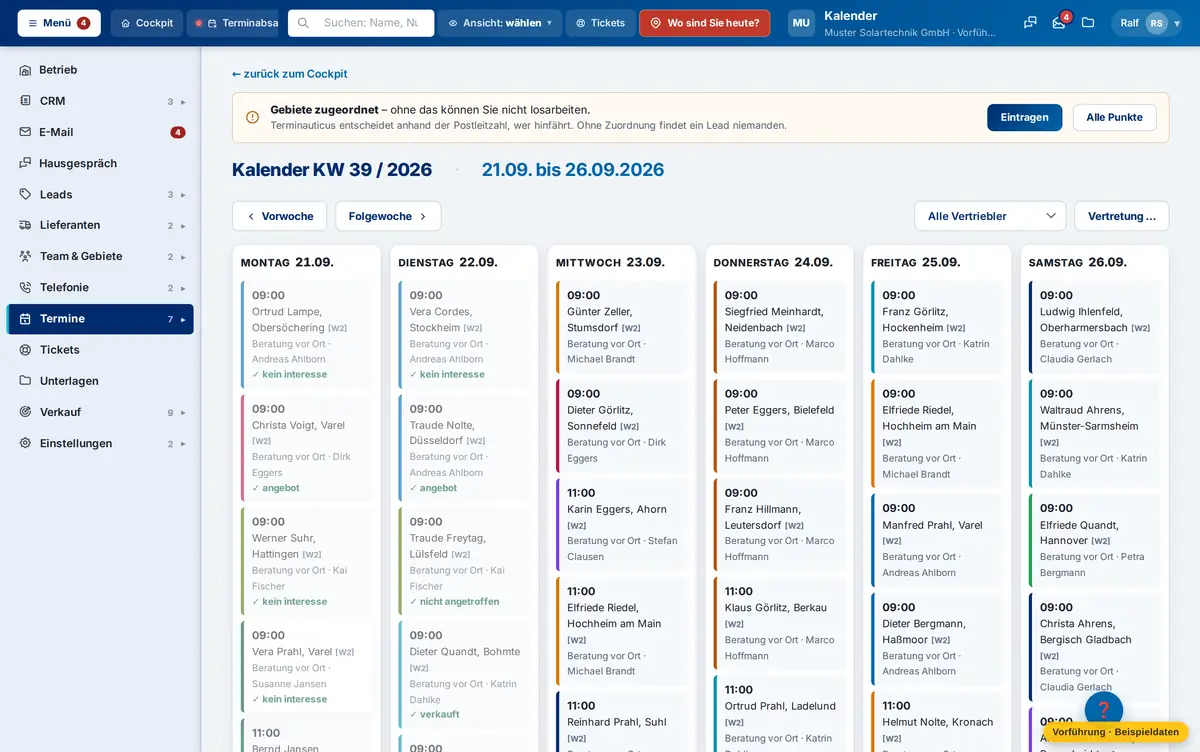 Die Woche der Disposition – Muster Solartechnik GmbH