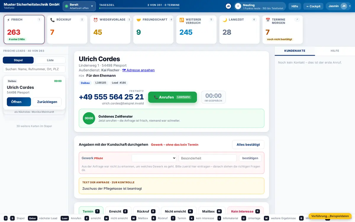 Das Gespräch, und was danach passiert – Muster Sicherheitstechnik GmbH